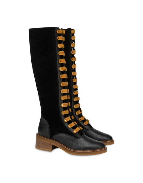 Uniform split-leather boots BLACK/BLACK/WAFER