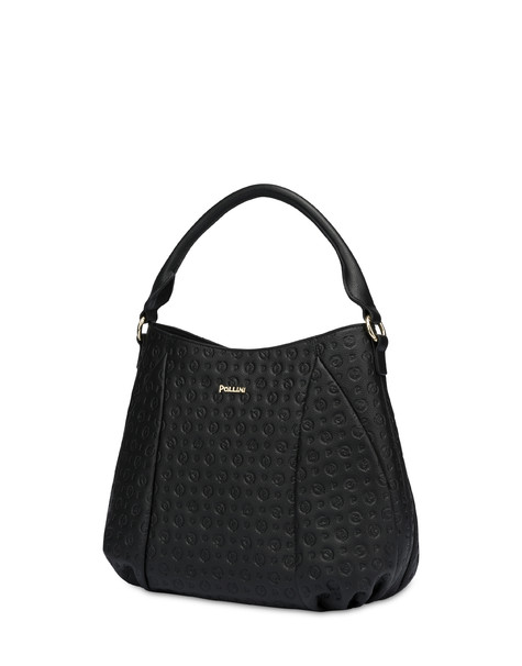 Heritage Logo Embossed hobo bag BLACK