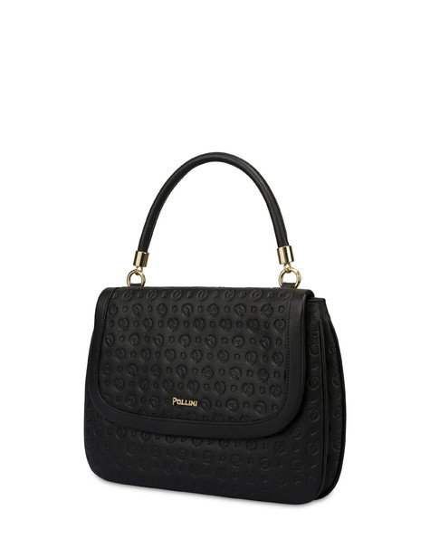 Heritage Logo Embossed shoulder bag BLACK