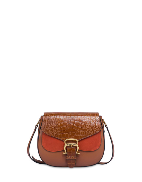 Petal bag in calf leather and leather HIDE/HIDE/RUST