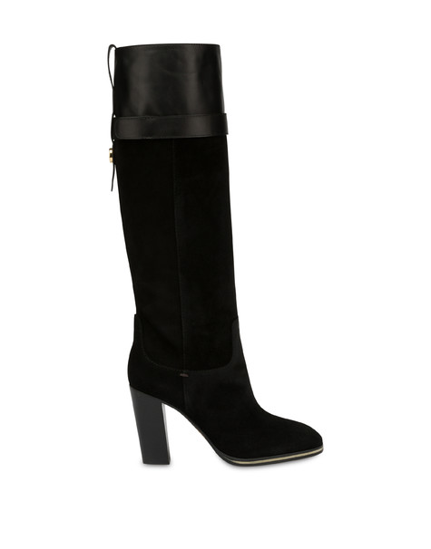 To-the-knee boots in leather and Marne calf leather BLACK/BLACK