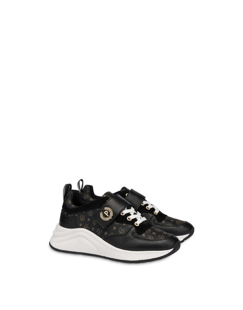 Sneakers in vitello e PVC Logo Heritage NERO/NERO