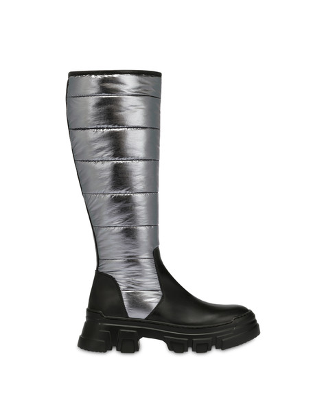Boots in padded nylon and Shiny Tank calf leather BLACK/GUN