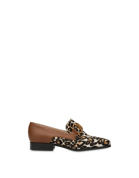 Natalia calfskin and spotted pony moccasins WAFER/WAFER