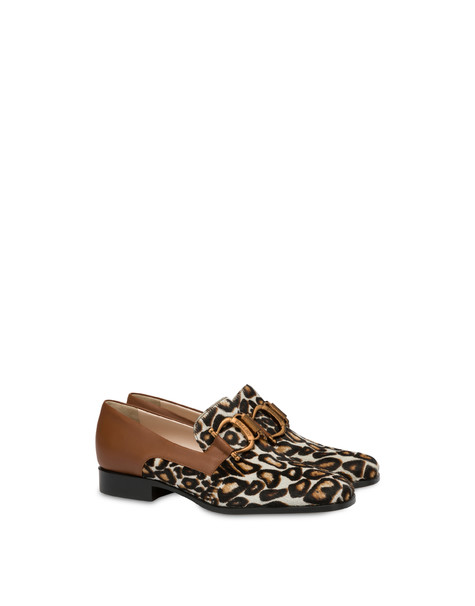 Natalia calfskin and spotted pony moccasins WAFER/WAFER
