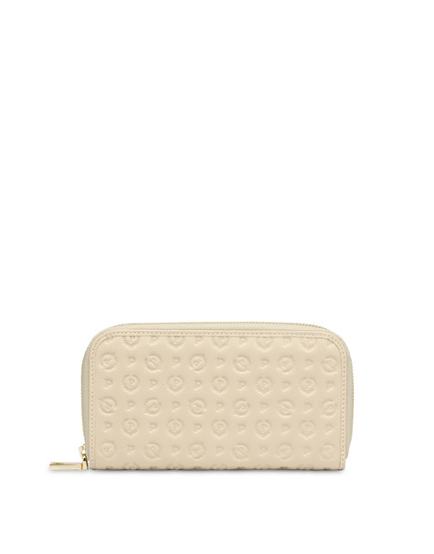 Heritage Logo Embossed zipper around wallet IVORY