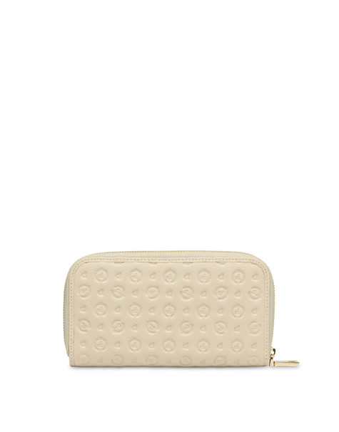 Portafoglio Zip Around Heritage Logo Embossed Avorio