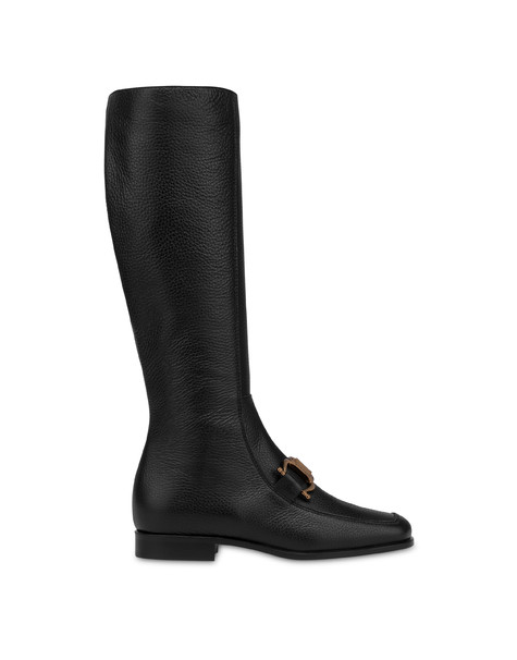 Natalia moose-print calf leather boots BLACK