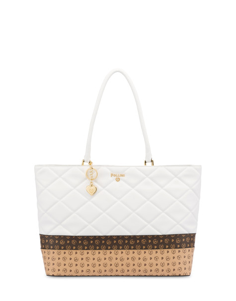 My Heart quilted tote bag WHITE/CREAM/BROWN