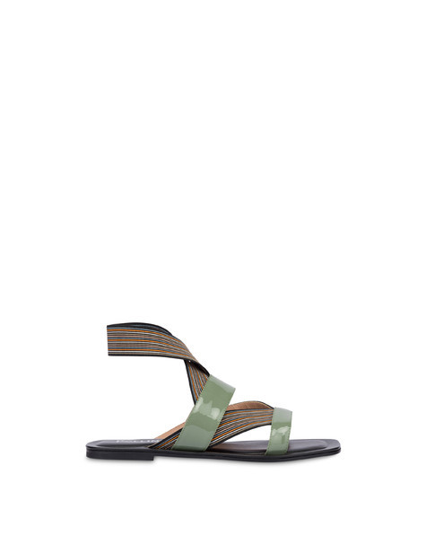 Colorful Band flat sandals with elastics SAGE/APRICOT