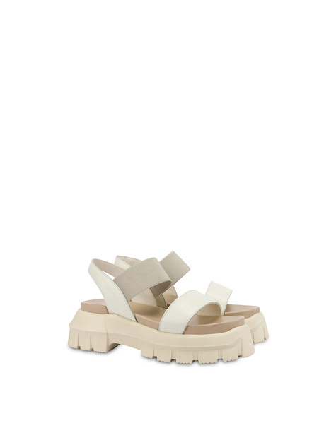 On The Grass calfskin sandals with tank bottom IVORY
