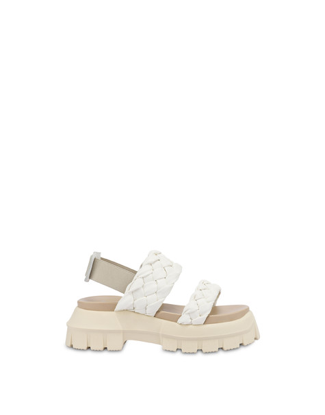 Puffy woven sandals with tank bottom WHITE