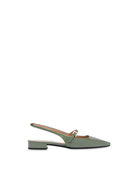 Cote d'Azure slingback ballerina flats in patent leather SAGE