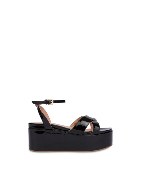 Cote d'Azur flatform wedge sandals in patent leather BLACK