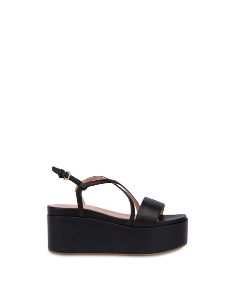 Corinto calfskin flatform wedge sandals BLACK