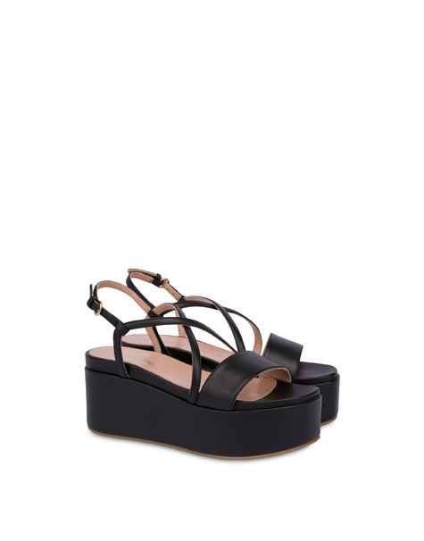Corinto calfskin flatform wedge sandals BLACK