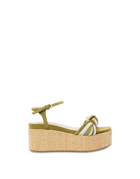 Garden Party suede and nappa flatform wedge sandals MUSK/IVORY/EARTH