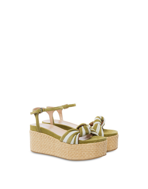 Garden Party suede and nappa flatform wedge sandals MUSK/IVORY/EARTH