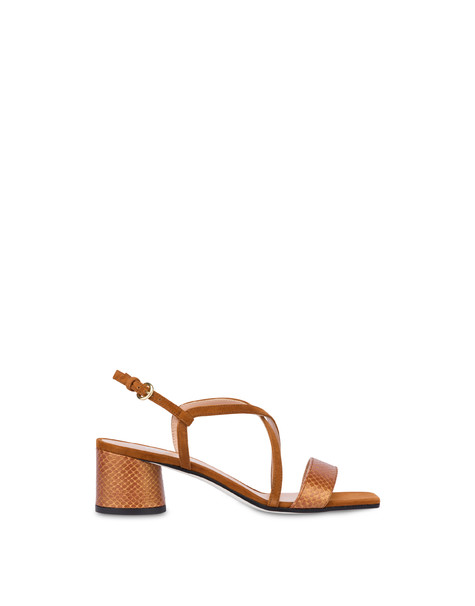 Corinto suede and laminated python sandals EARTH/EARTH
