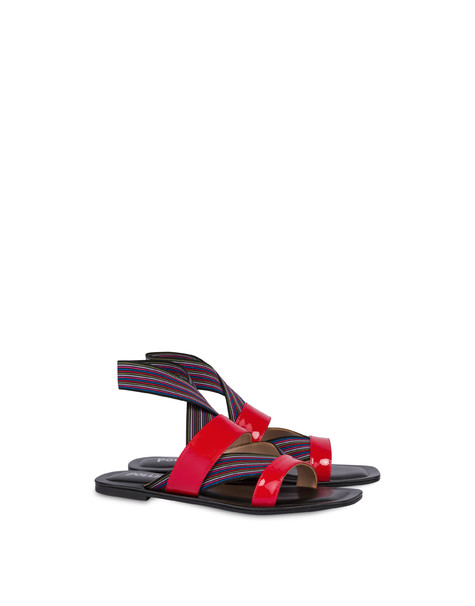 Colorful Band flat sandals with elastics POPPY/RASPBERRY