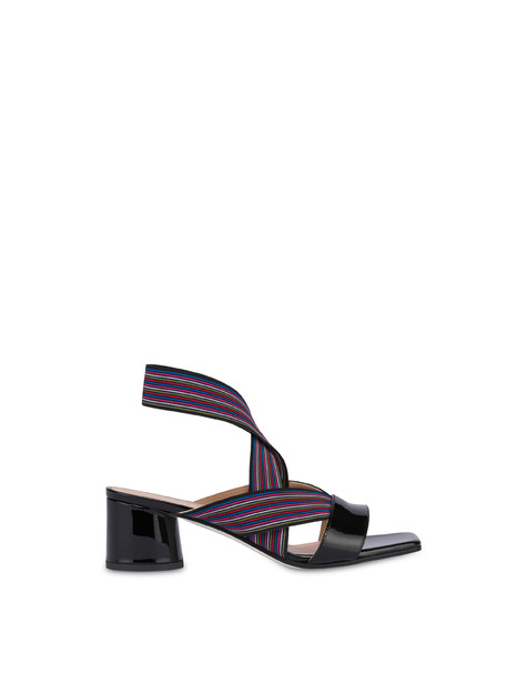 Colorful Band patent leather sandals BLACK/RASPBERRY