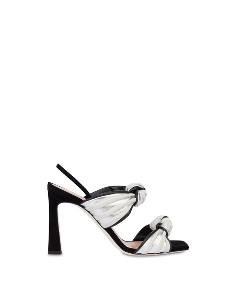 Garden Party sandals in laminated nappa and suede SILVER/IVORY/BLACK