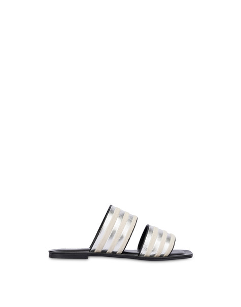 Rainbow flat sandals in suede and laminated nappa SILVER/IVORY/BLACK