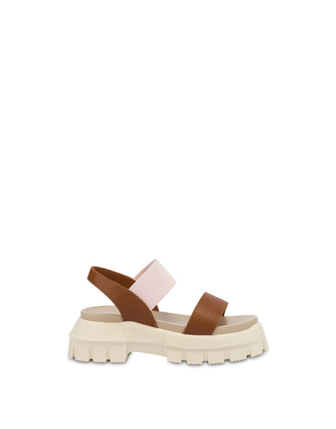 On The Grass calfskin sandals with tank bottom EARTH