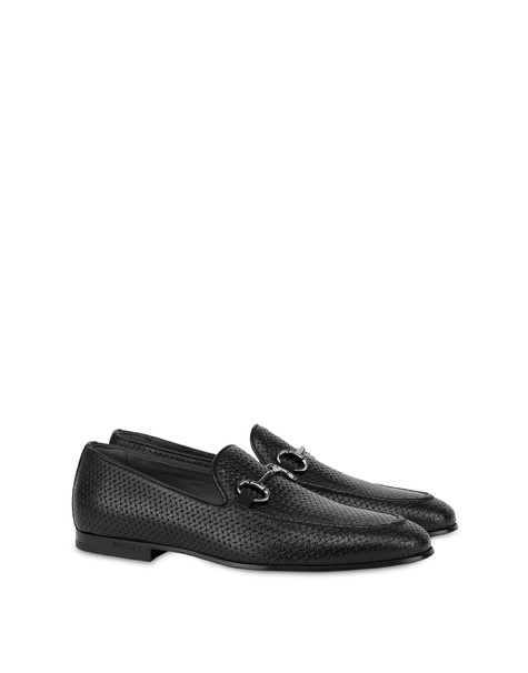 1920s woven calfskin loafers BLACK