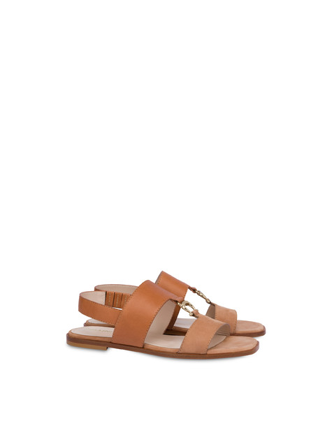 Embrace flat sandals in nubuck and cowhide EARTH/EARTH