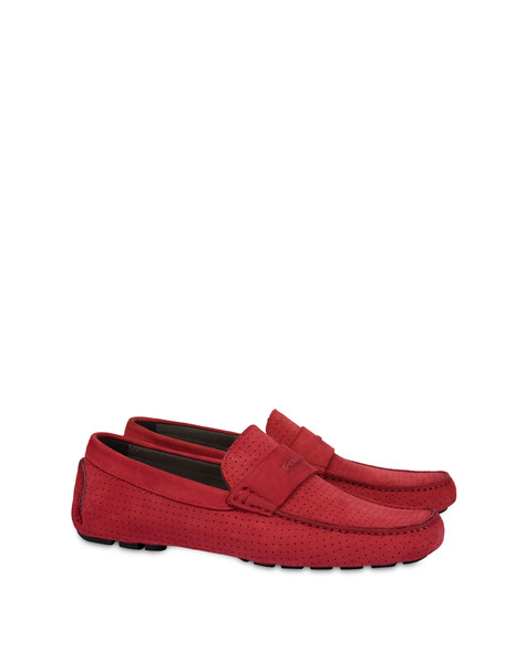Driver Shoes perforated nubuck moccasins POPPY