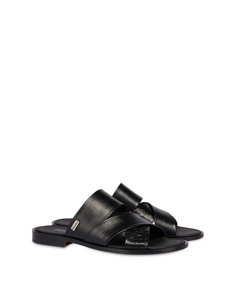 Natural Chic slide flat sandals in calfskin BLACK/BLACK/BLACK