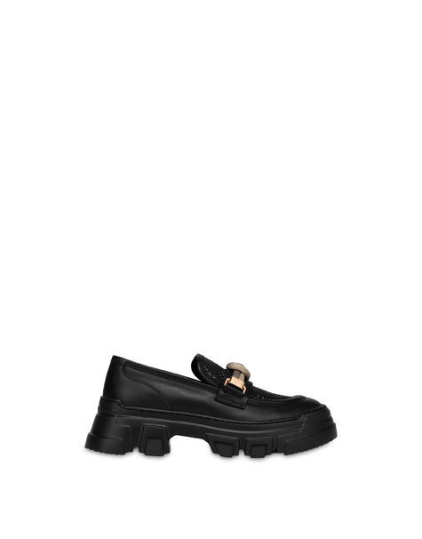 Wild Strawberries Basket perforated leather loafers BLACK