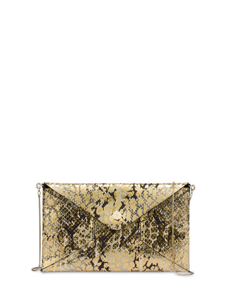 Mail clutchbag with laminated animal print GOLD