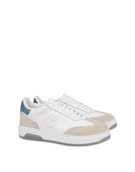 Nintees-Field calfskin sneakers WHITE/SAND/DENIM