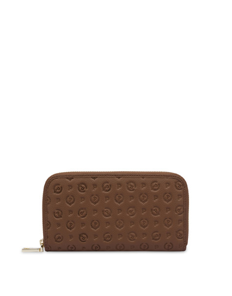 Heritage Logo Embossed zipper around wallet BROWN