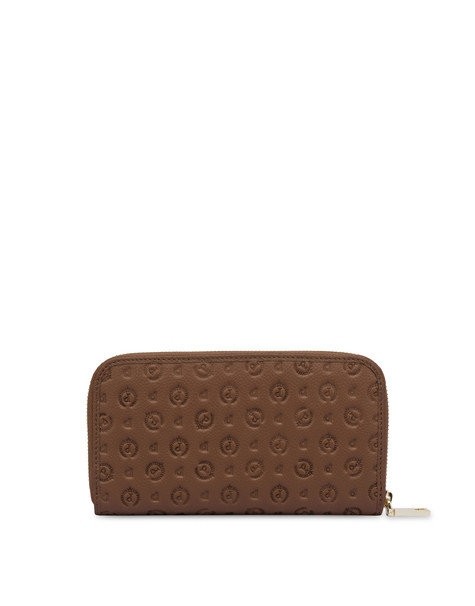 Portafoglio Zip Around Heritage Logo Embossed Marrone