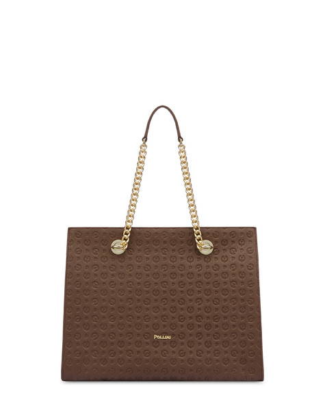 Heritage Logo Embossed shopping bag BROWN