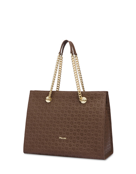 Heritage Logo Embossed shopping bag BROWN