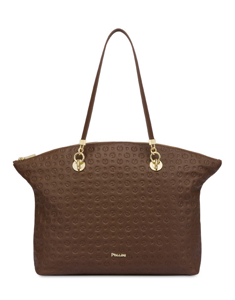 Heritage Logo Embossed tote bag BROWN