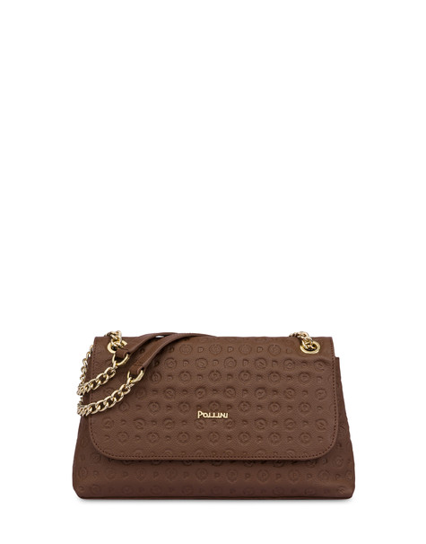 Heritage Logo Embossed Shoulder Bag Brown