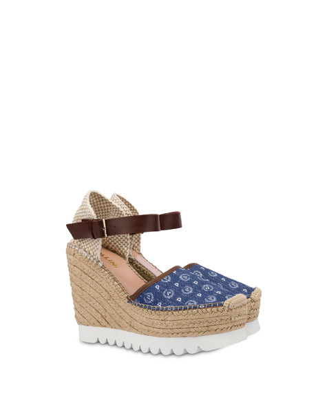 Heritage Denim Jacquard espadrille wedge sandals BLUE/BROWN