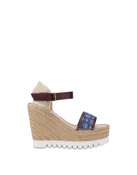 Heritage Denim Jacquard espadrille wedge sandals BLUE/BROWN