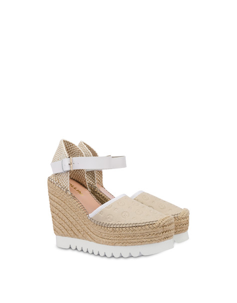 Sandali con zeppa espadrillas Heritage Logo Embossed AVORIO