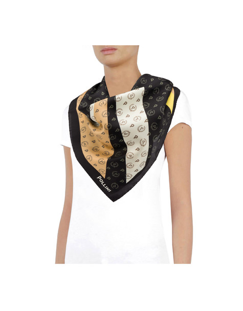 70's Heritage Print silk scarf BLACK
