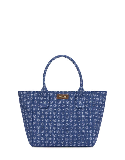 Heritage Denim Jacquard small tote bag BLUE/BROWN