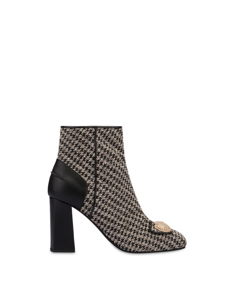 Queen houndstooth fabric wool ankle boots PLASTER/BLACK/BLACK