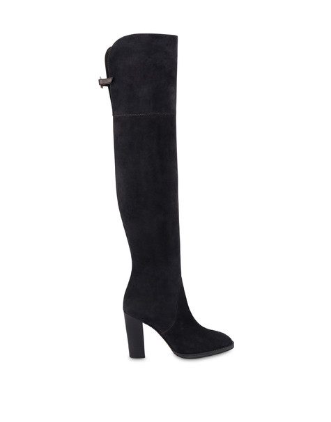 Legacy crust leather over-the-knee boots LEAD/BLACK