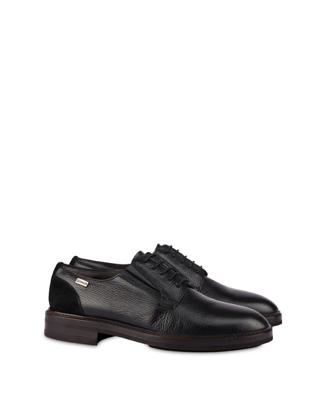 Calfskin and crust leather derbies Pic-Chic BLACK/BLACK