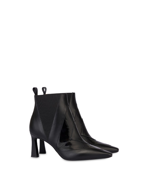 Beatle ankle boots in calfskin and Frame patent leather BLACK/BLACK